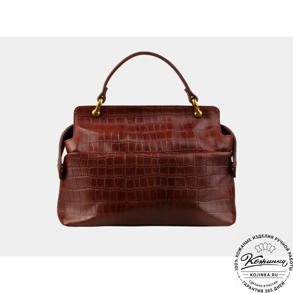 Женская кожаная сумка "Орнелла" (коньяк кроко)